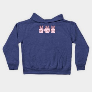 Funny Pink Bunnies See No Evil Hear No Evil Speak No Evil Kids Hoodie